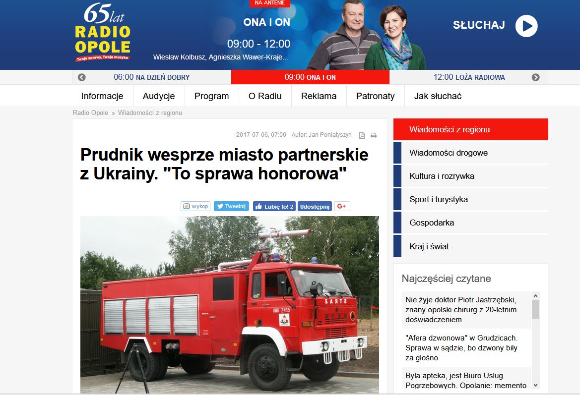 Radio Opole: Strażacki wóz dla ukraińskiego miasta