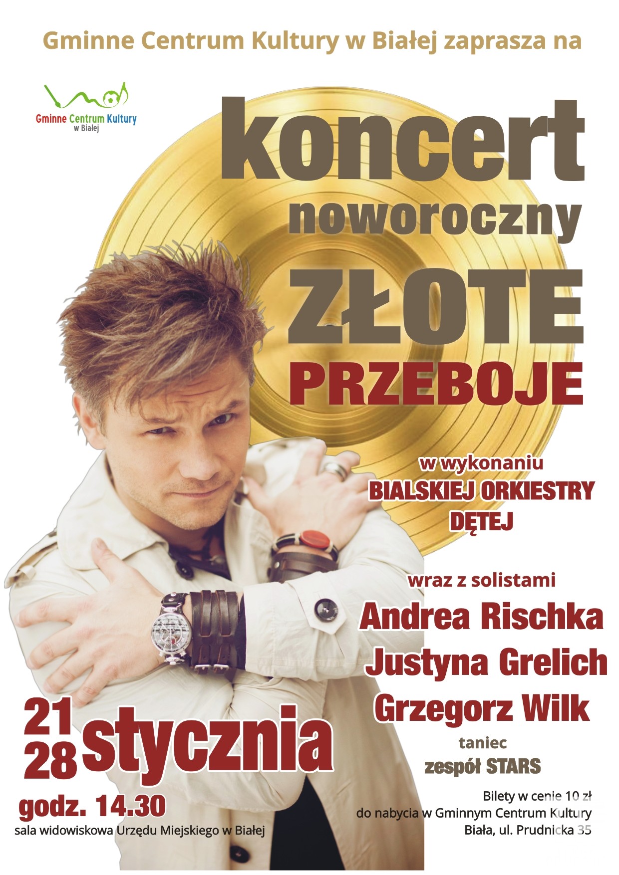 Zaproszenie: Koncert Noworoczny „Złote Przeboje” w Białej