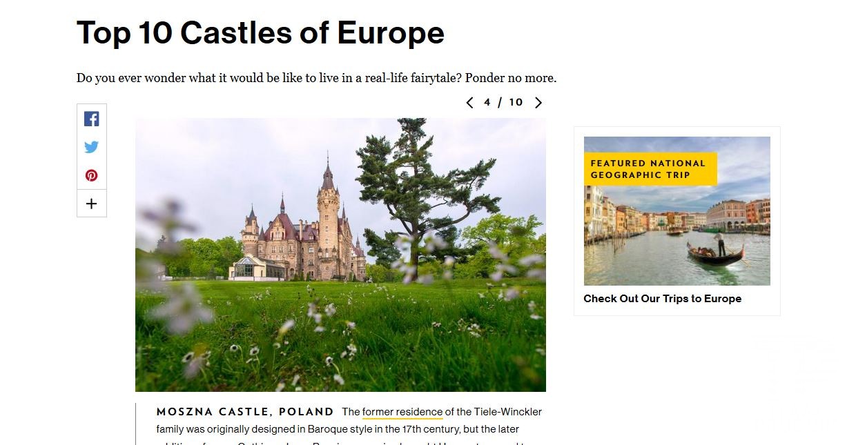 Moszna wśród najciekawszych zamków Europy