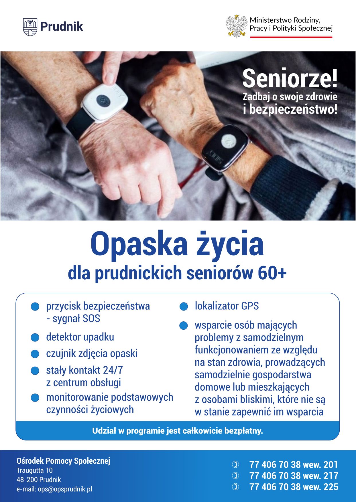 Opaska bezpieczeństwa dla Seniora. Rusza nabór wniosków na terenie gminy Prudnik.